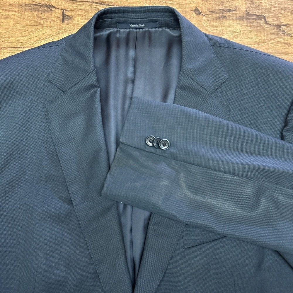 Ermenegildo Zegna Mens‎ US 44 All Seasons Wool Mila Blazer Blue Tic Weave READ